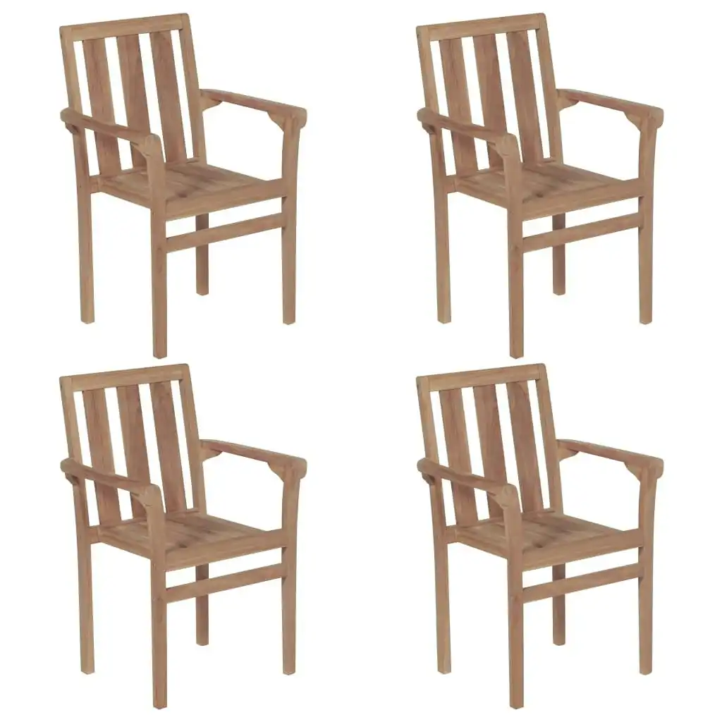 Stackable Garden Chairs 4 pcs Solid Teak Wood 3073376