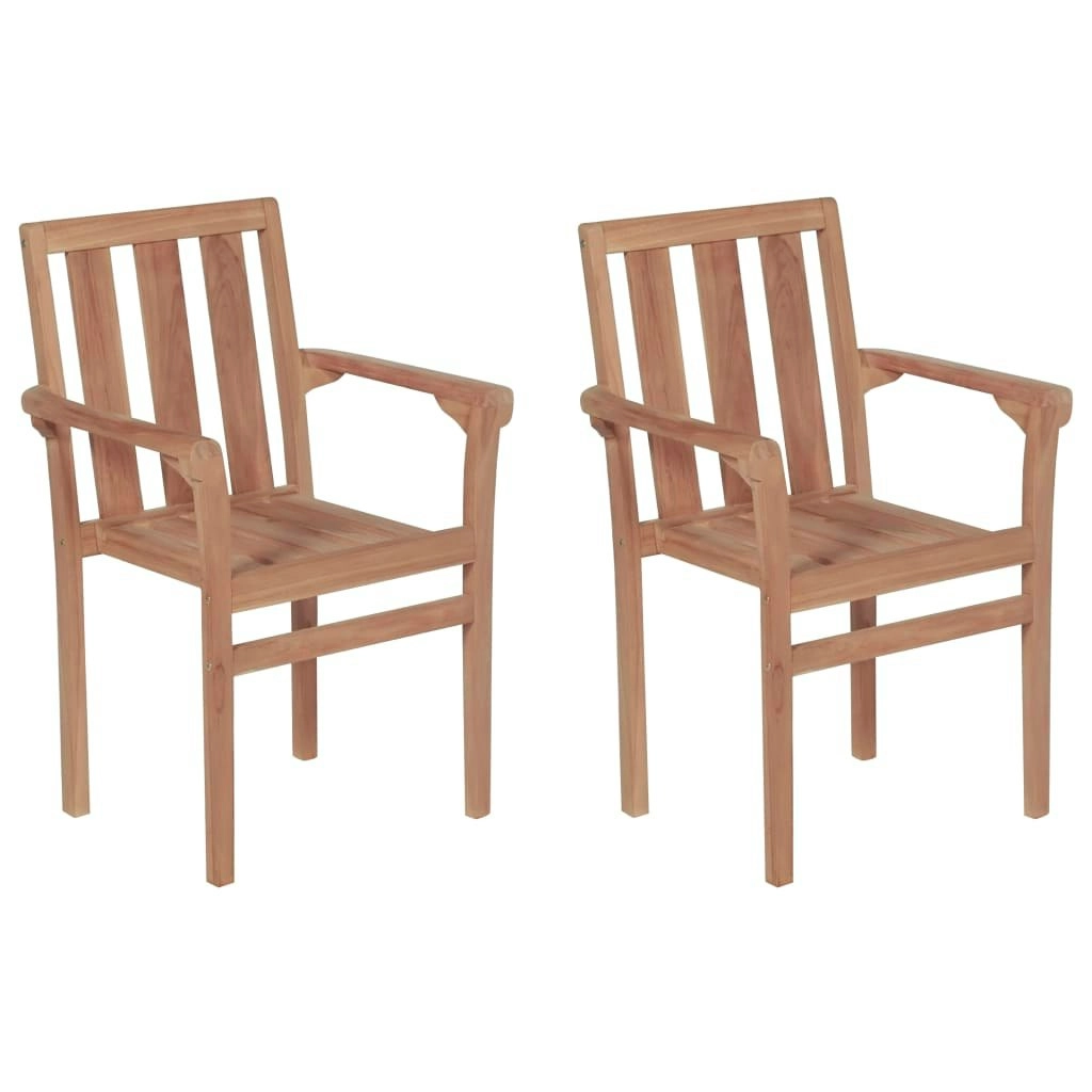 Stackable Garden Chairs 2 pcs Solid Teak Wood 43041