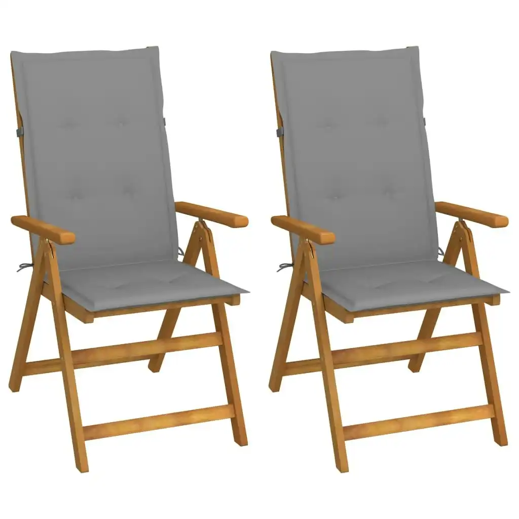 Garden Reclining Chairs 2 pcs with Cushions Solid Acacia Wood 3064060