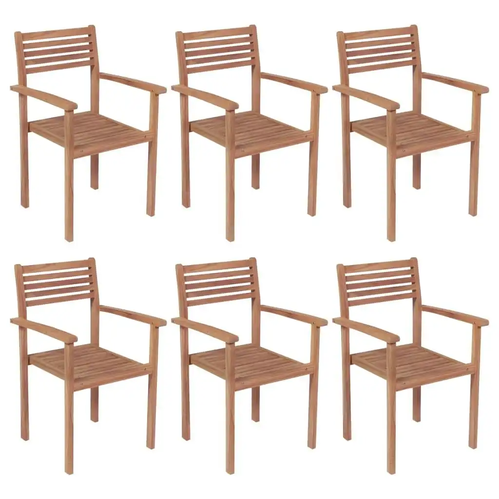 Stackable Garden Chairs 6 pcs Solid Teak Wood 3072571