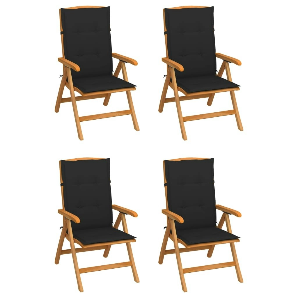 Reclining Garden Chairs with Cushions 4 pcs Solid Teak Wood 3072637