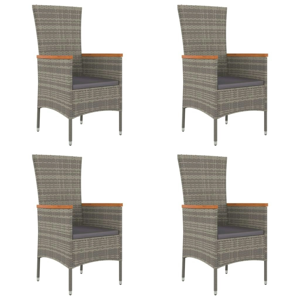 Garden Chairs with Cushions 4 pcs Poly Rattan Grey 319528