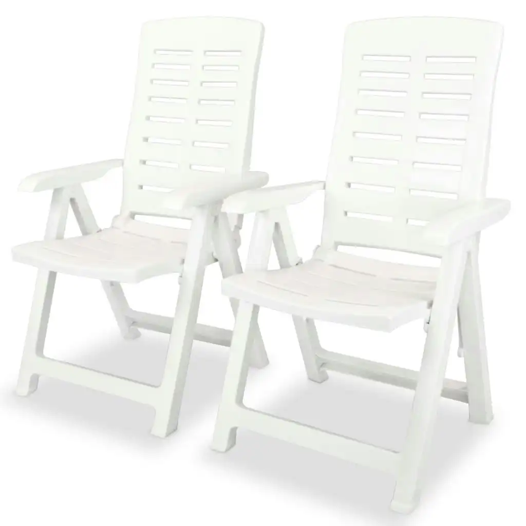 Reclining Garden Chairs 2 pcs Plastic White 43895