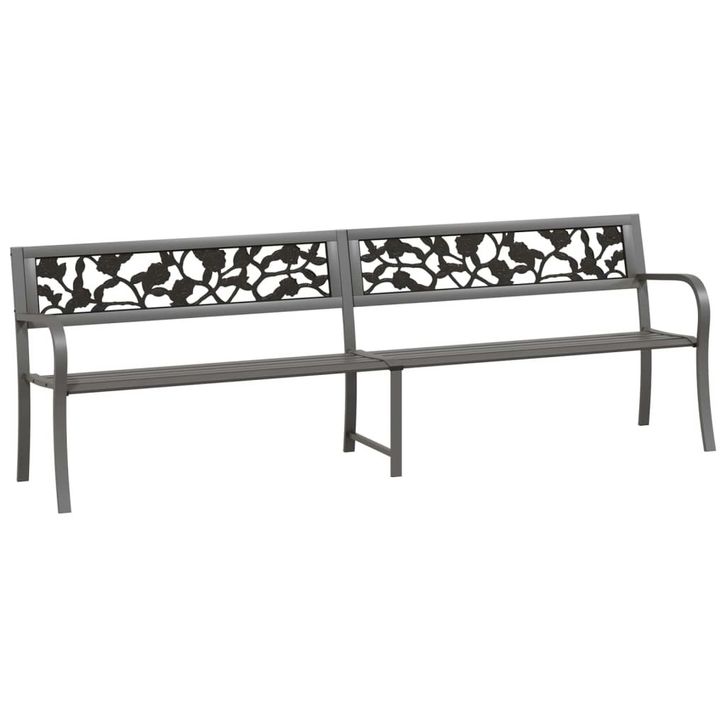 Twin Garden Bench 246 cm Grey Steel 317130