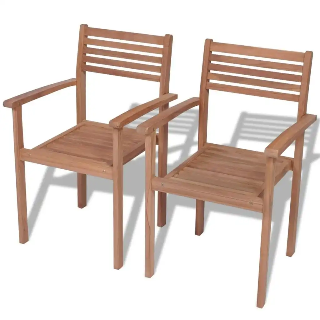 Stackable Garden Chairs 2 pcs Solid Teak Wood 43036