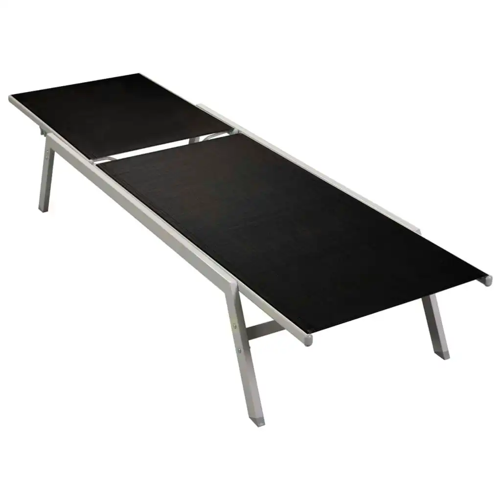 Sun Lounger Steel and Textilene Black 48011