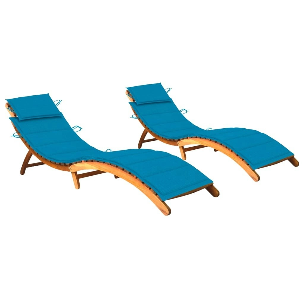 Sun Loungers 2 pcs with Cushions Solid Wood Acacia 3077365