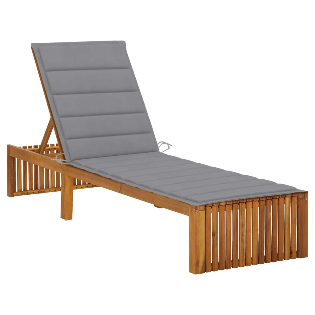 Sun Lounger with Cushion Solid Acacia Wood 3064150