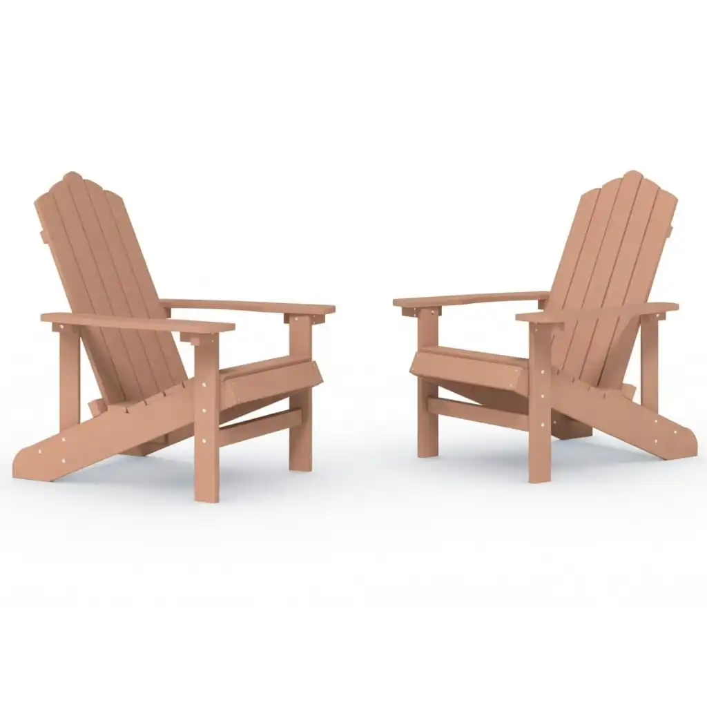 Garden Adirondack Chairs 2 pcs HDPE Brown 3095694