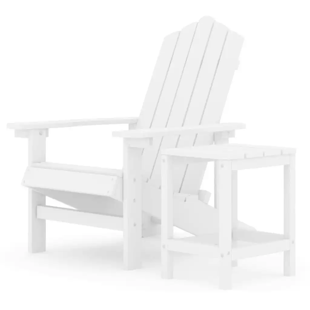 Garden Adirondack Chair with Table HDPE White 3095700