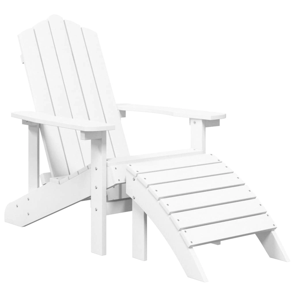 Garden Adirondack Chair with Footstool HDPE White 318645