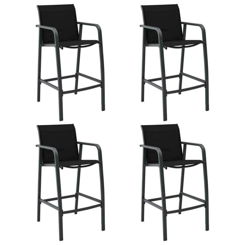 Garden Bar Chairs 4 pcs Black Textilene 48117