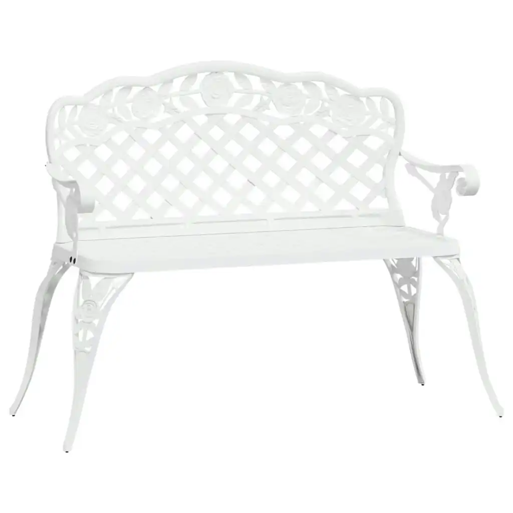 Garden Bench 108 cm Cast Aluminium White 317742