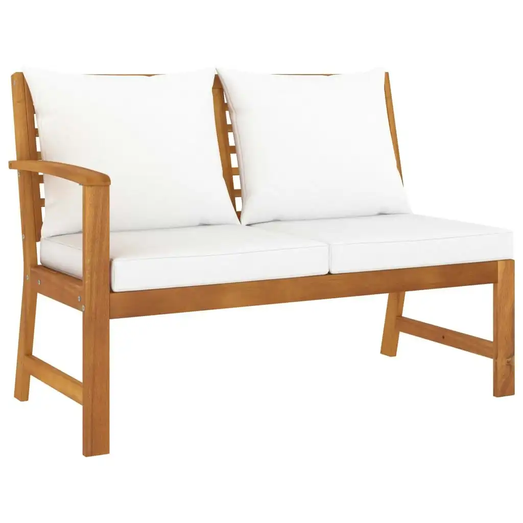 Garden Bench 114.5 cm with Cream Cushion Solid Acacia Wood 311836