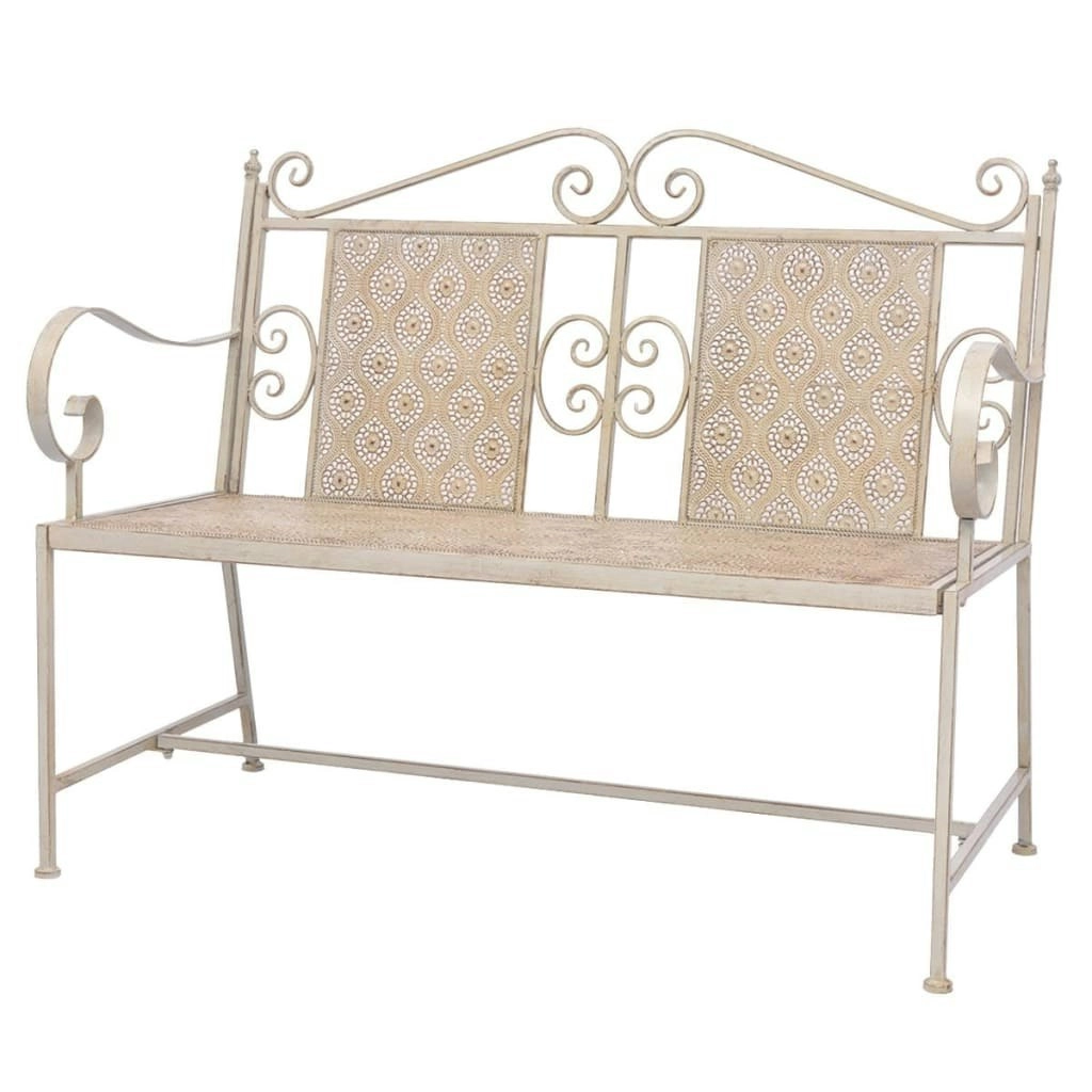 Garden Bench 115 cm Steel Vintage White 43148