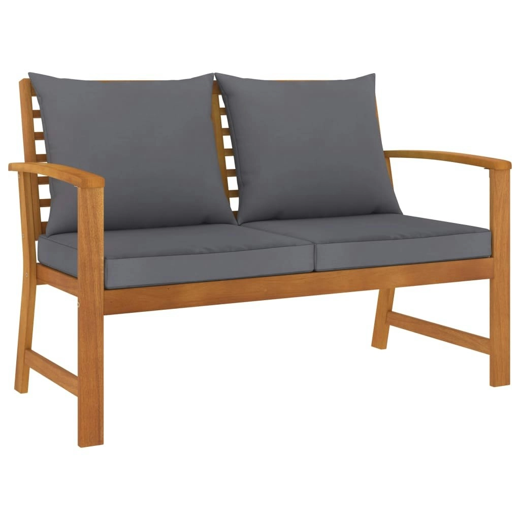 Garden Bench 120 cm with Dark Grey Cushion Solid Acacia Wood 311830