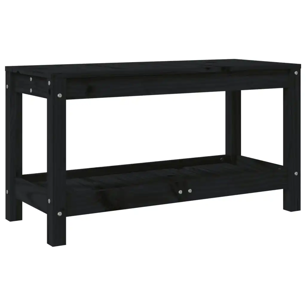 Garden Bench Black 82.5x35x45 cm Solid Wood Pine 832379