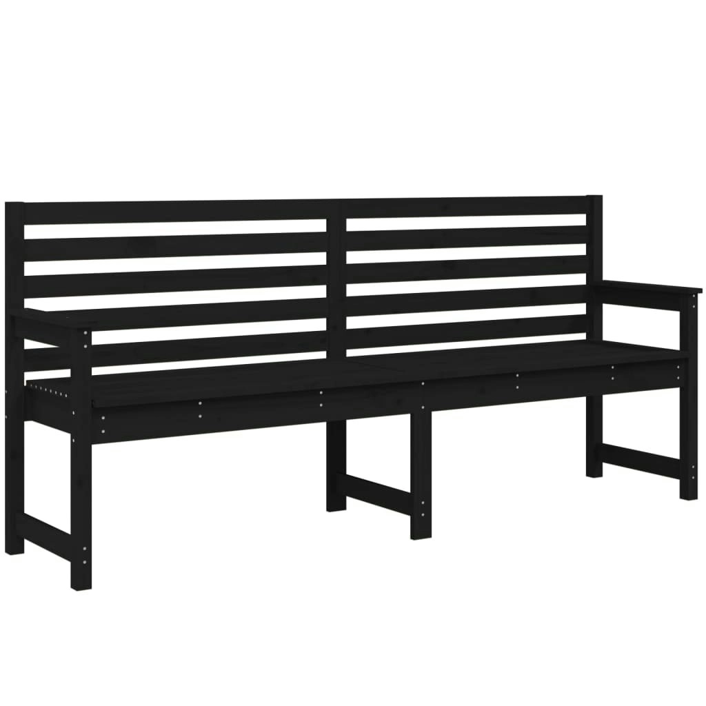 Garden Bench Black 203.5x48x91.5 cm Solid Wood Pine 824078