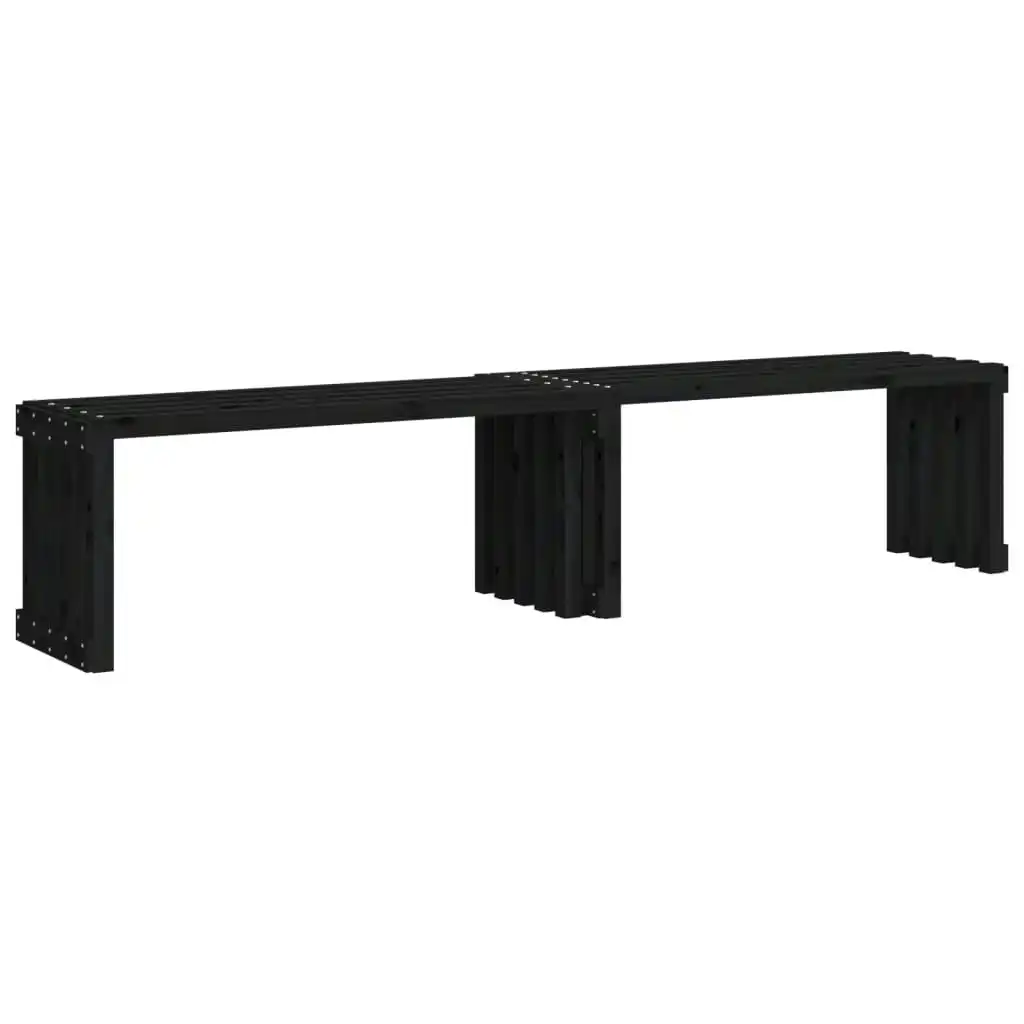 Garden Bench Extendable Black 212.5x40.5x45 cm Solid Wood Pine 832527