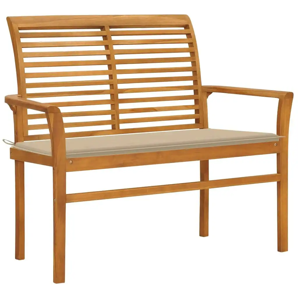 Garden Bench with Beige Cushion 112 cm Solid Teak Wood 3062652