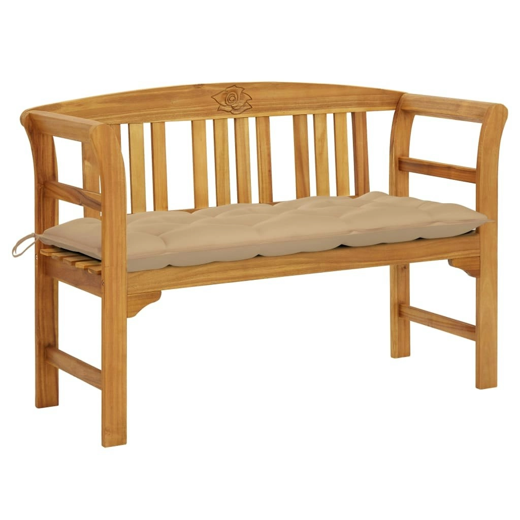 Garden Bench with Cushion 120 cm Solid Acacia Wood 3064311