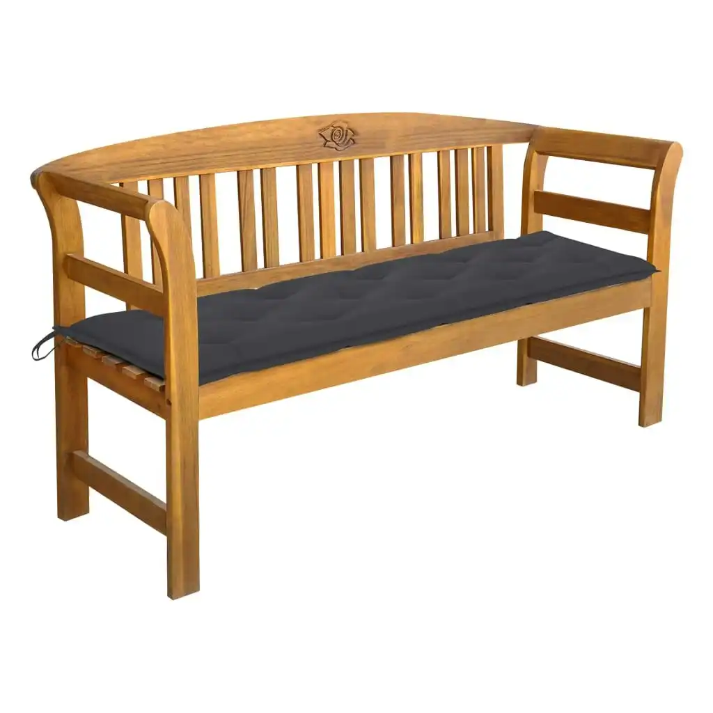 Garden Bench with Cushion 157 cm Solid Acacia Wood 3064281