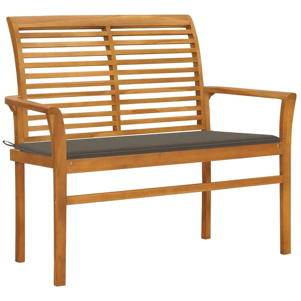 Garden Bench with Taupe Cushion 112 cm Solid Teak Wood 3062657