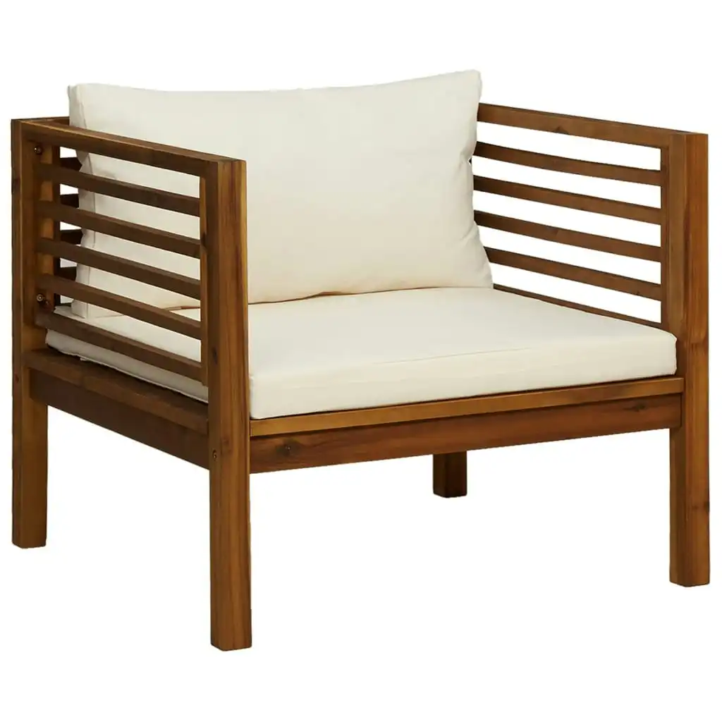 Garden Chair with Cream White Cushions Solid Acacia Wood 316294