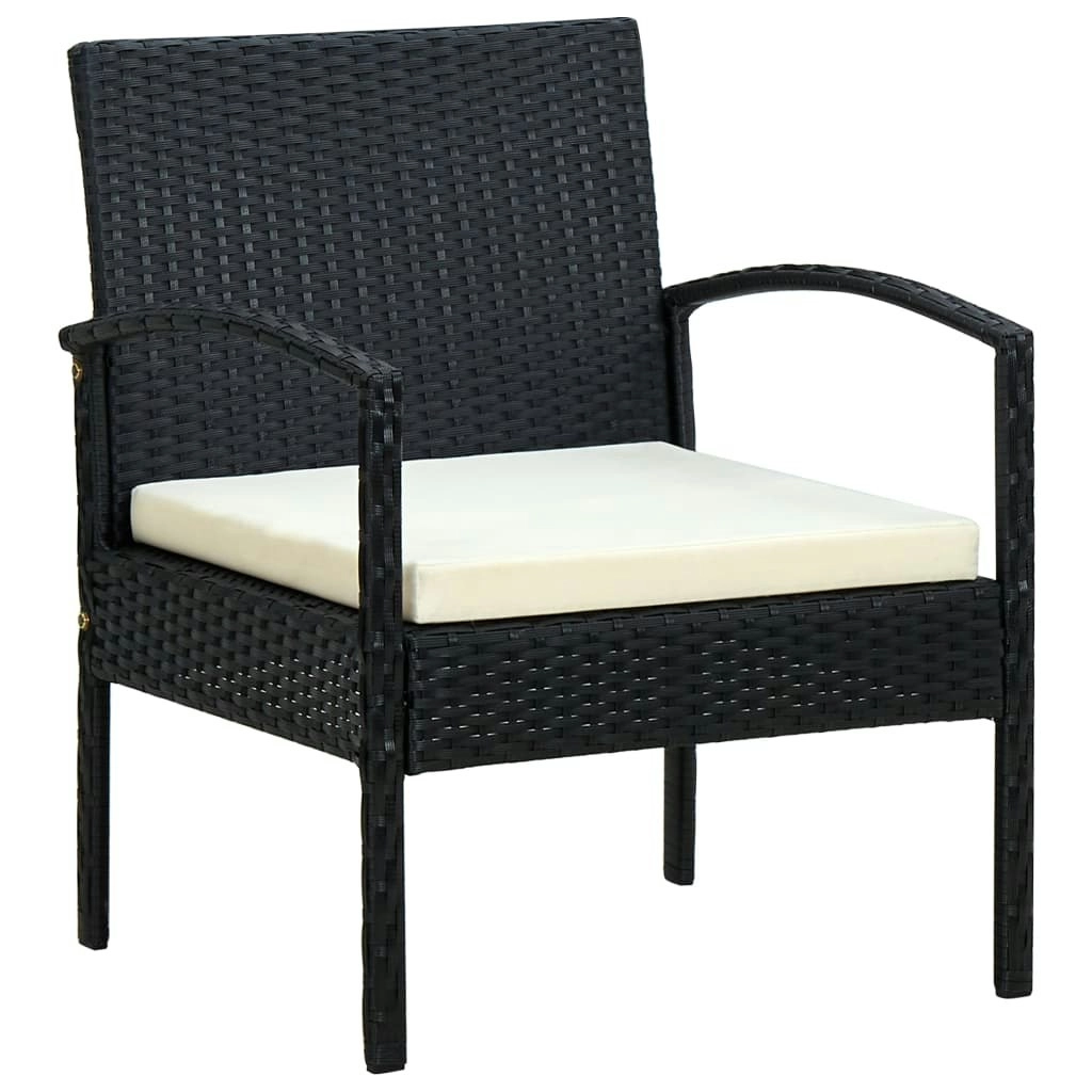 Garden Chair with Cushion Poly Rattan Black 45795