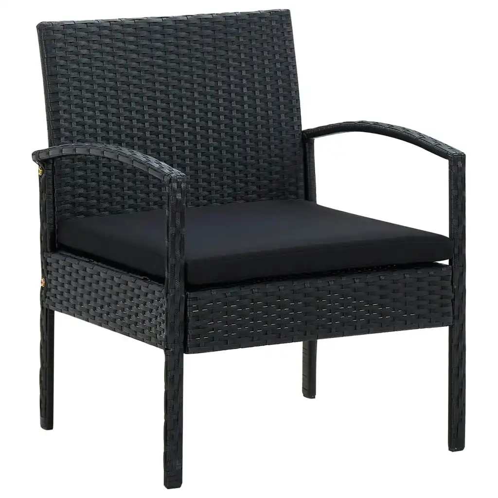 Garden Chair with Cushion Poly Rattan Black 45797