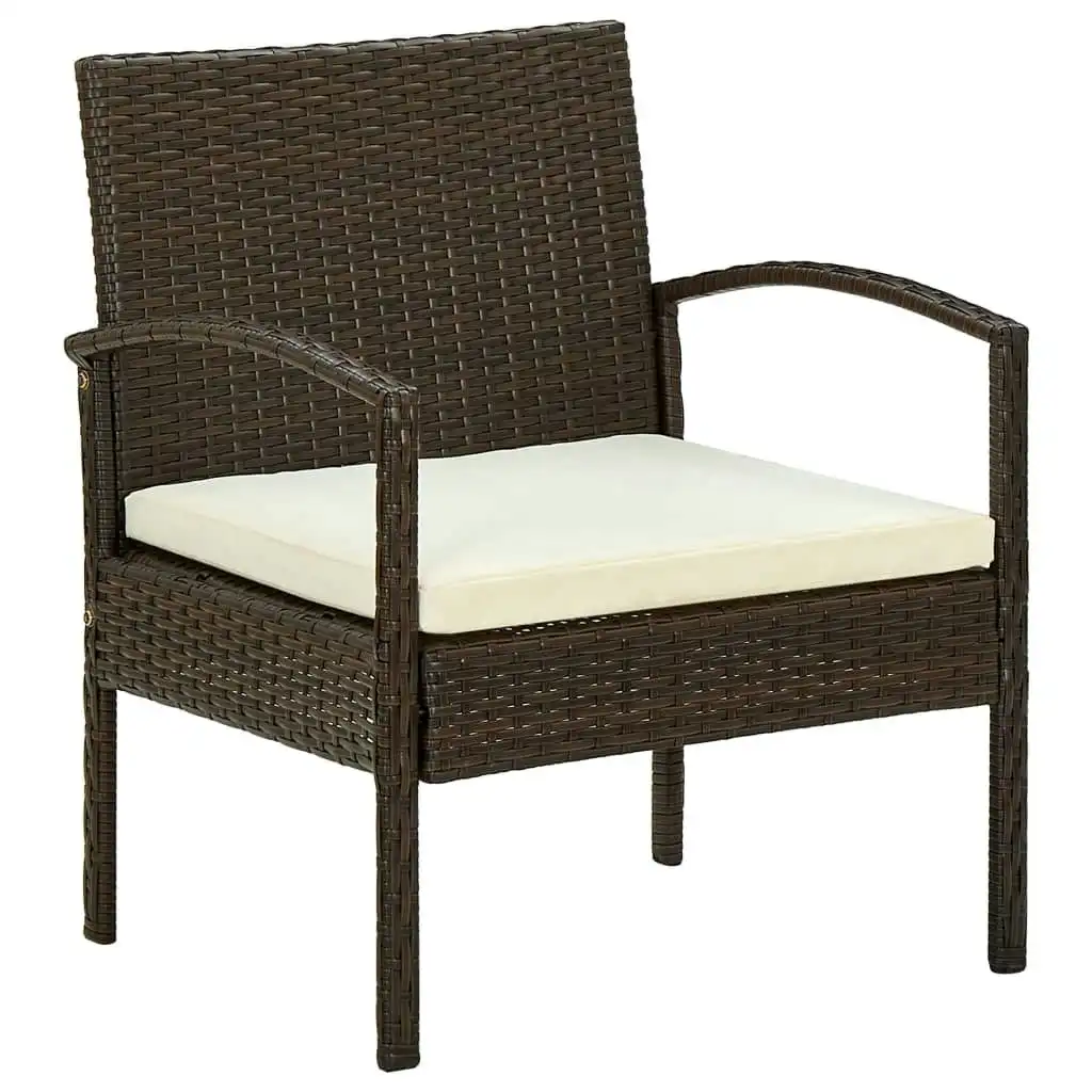 Garden Chair with Cushion Poly Rattan Brown 45794