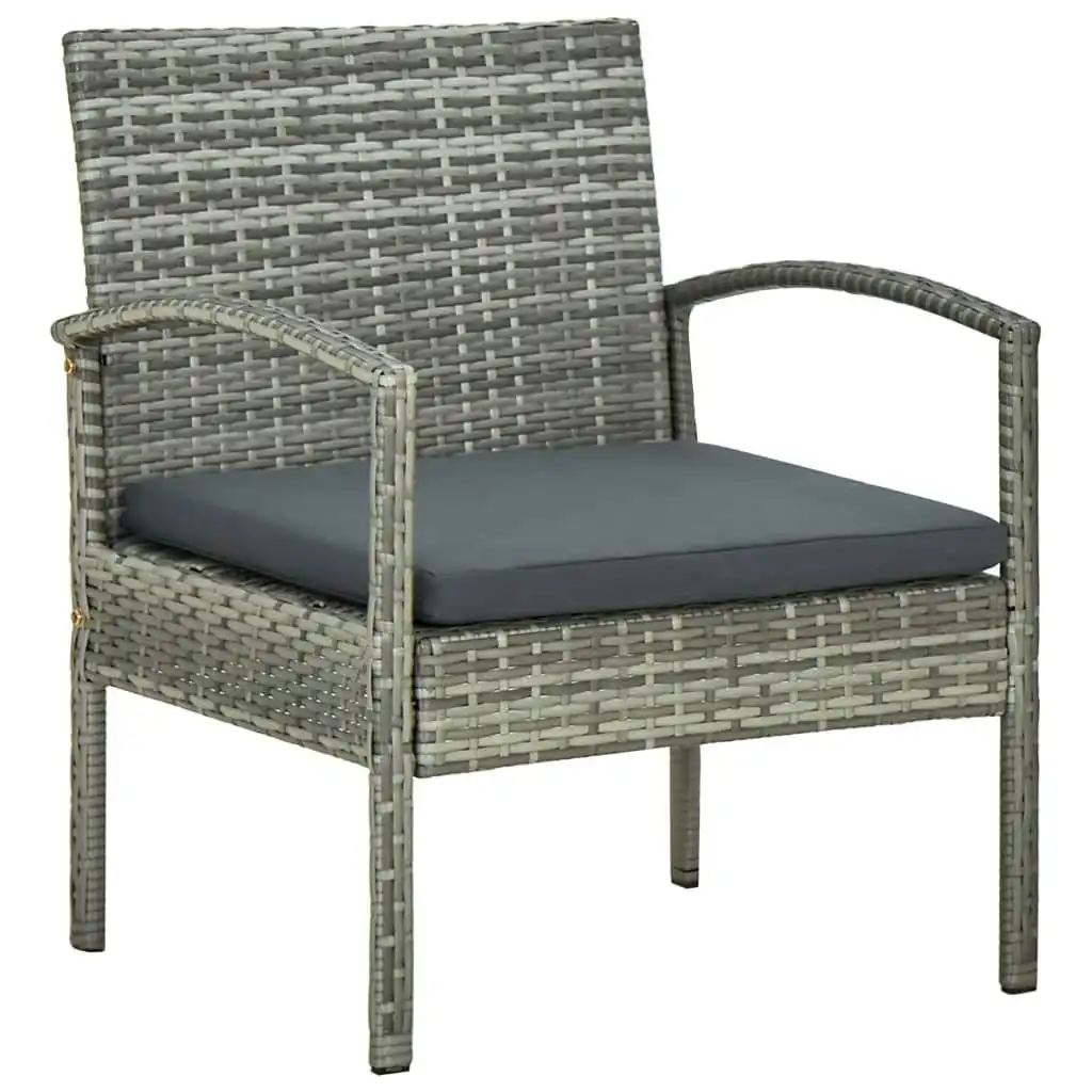 Garden Chair with Cushion Poly Rattan Grey 45796