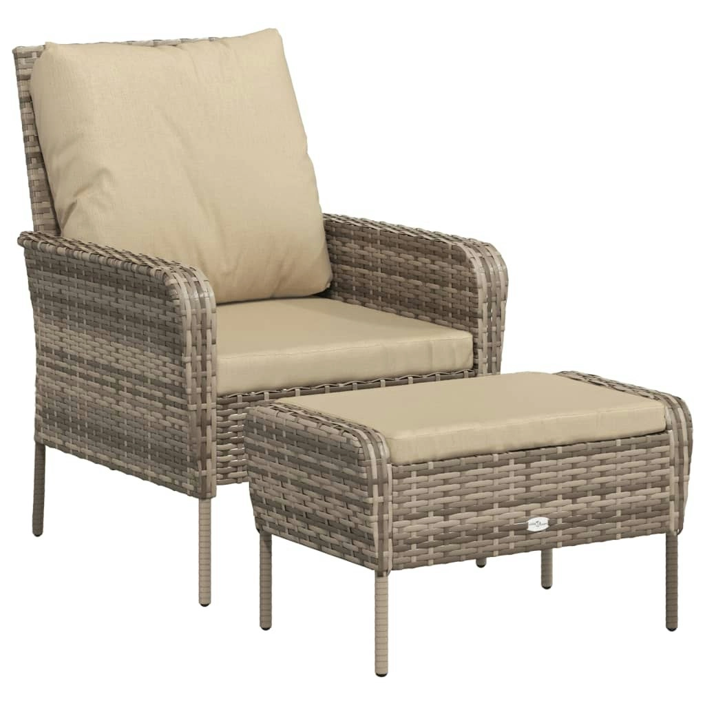 Garden Chair with Footstool Light Brown Poly Rattan 364114