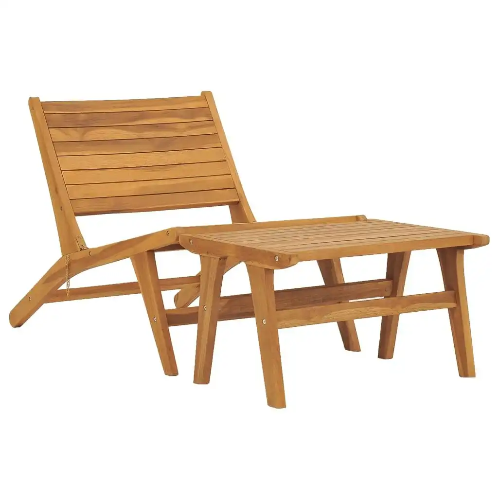 Garden Chair with Footrest Solid Teak Wood 49366