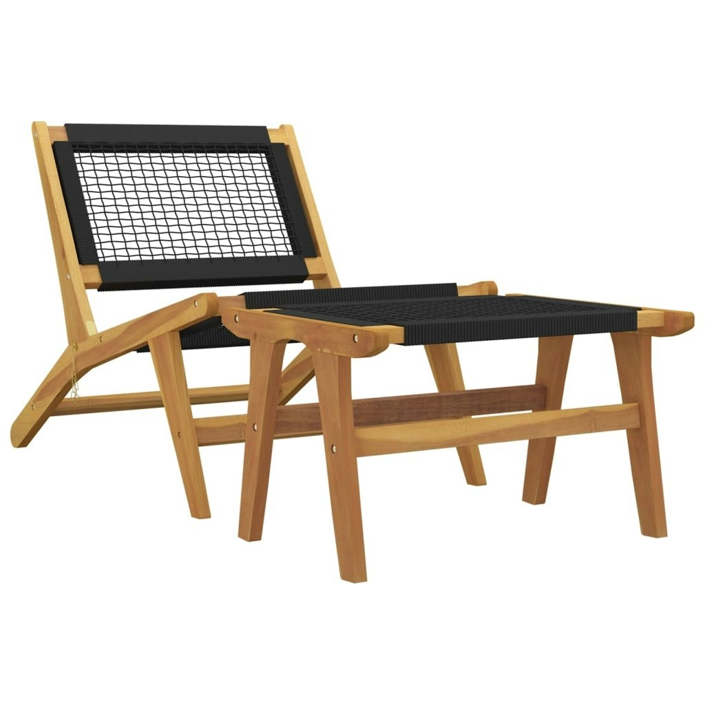 Garden Chair with Footrest Solid Wood Teak and Polyester 319155