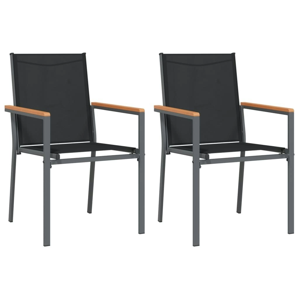 Garden Chairs 2 pcs Black 55x61.5x90 cm Textilene and Steel 364099