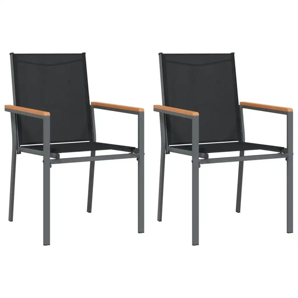 Garden Chairs 2 pcs Black 55x61.5x90 cm Textilene and Steel 364099