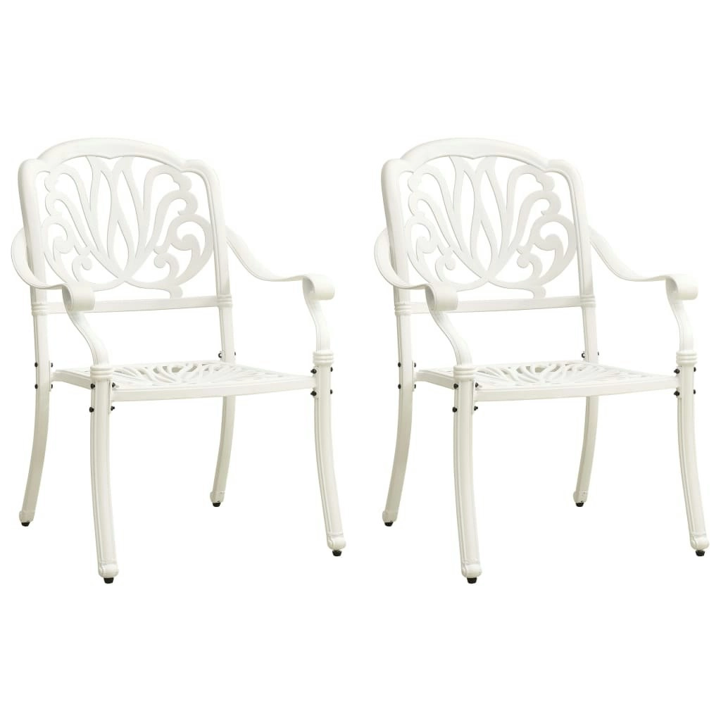 Garden Chairs 2 pcs Cast Aluminium White 315569