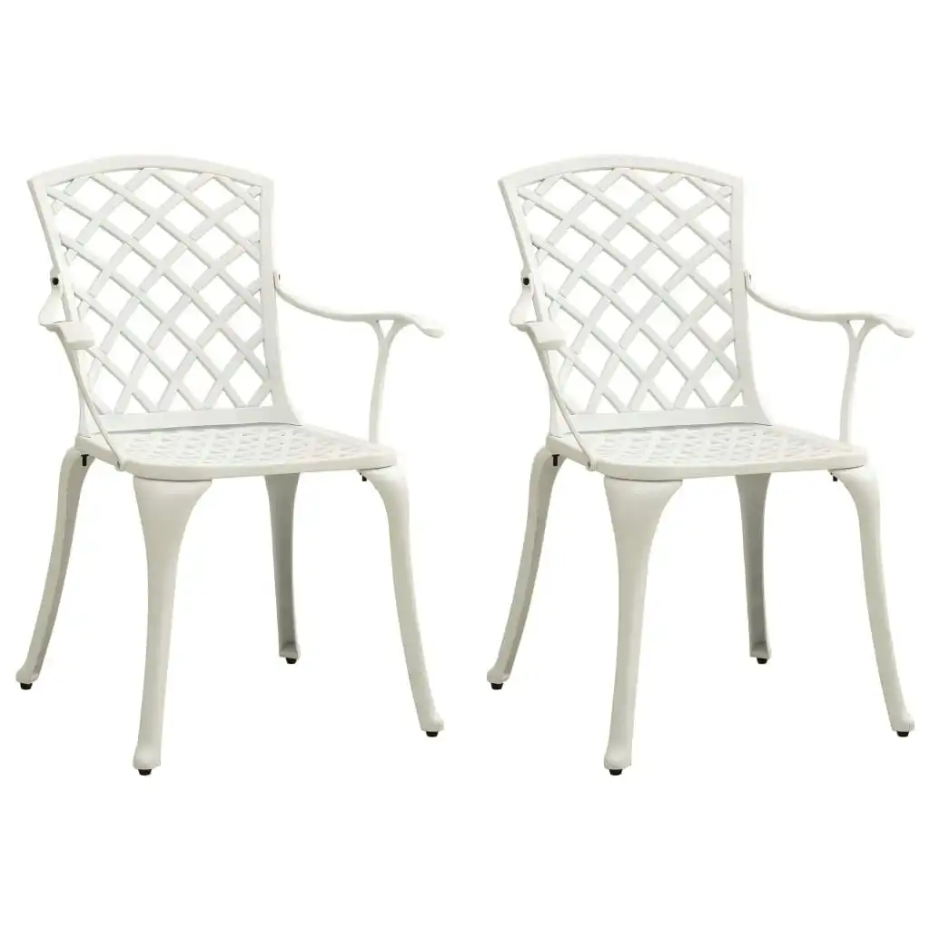 Garden Chairs 2 pcs Cast Aluminium White 315574