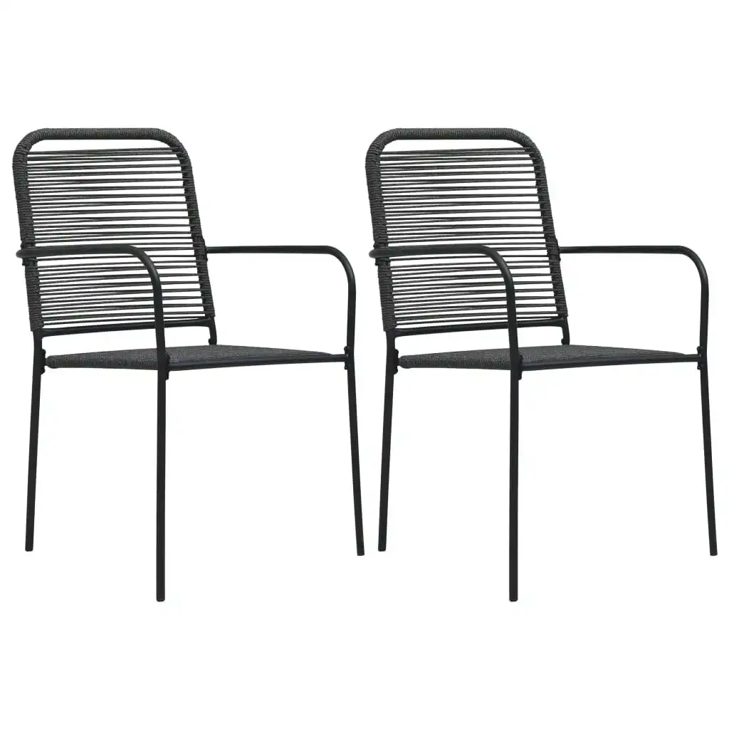 Garden Chairs 2 pcs Cotton Rope and Steel Black 48568