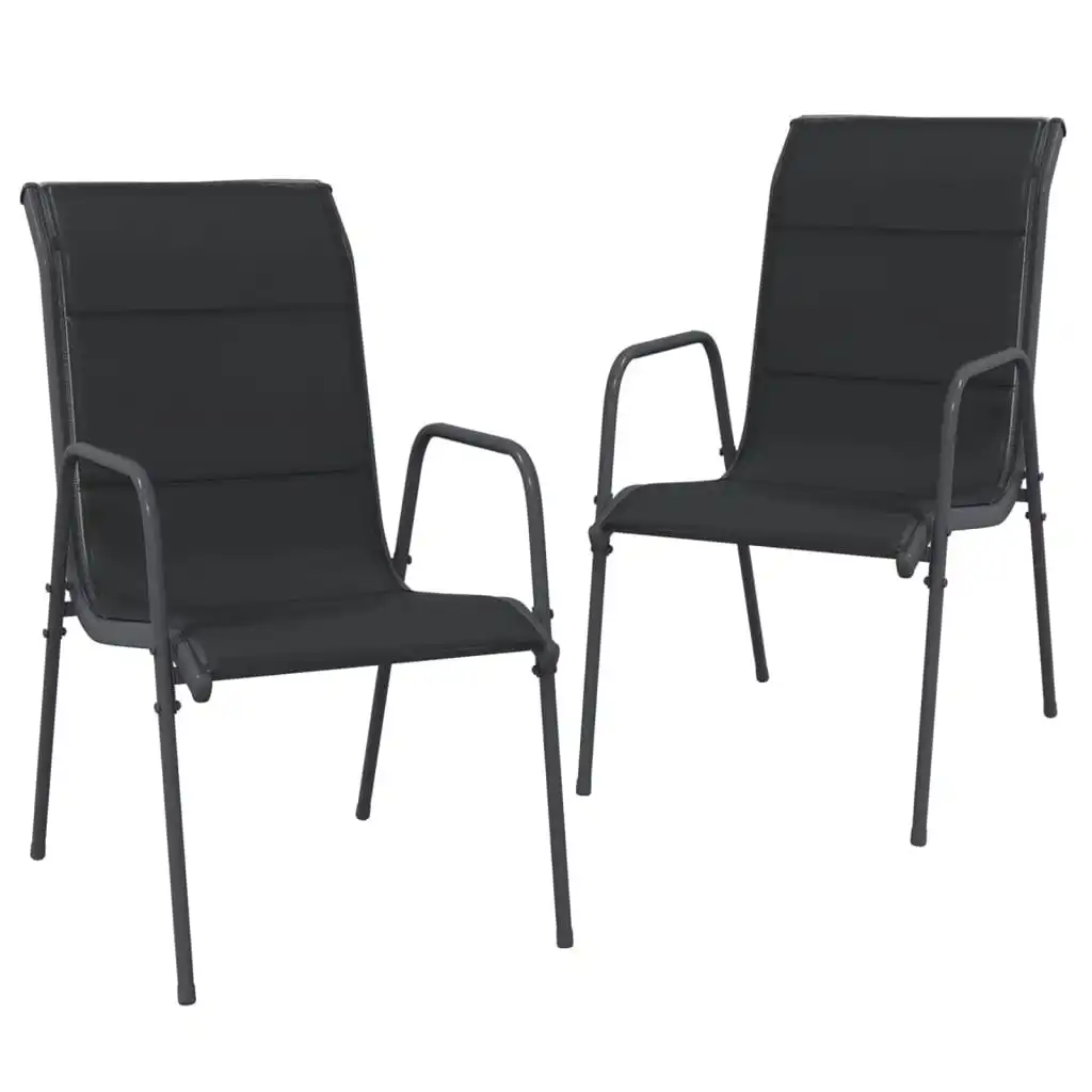 Garden Chairs 2 pcs Steel and Textilene Black 316820