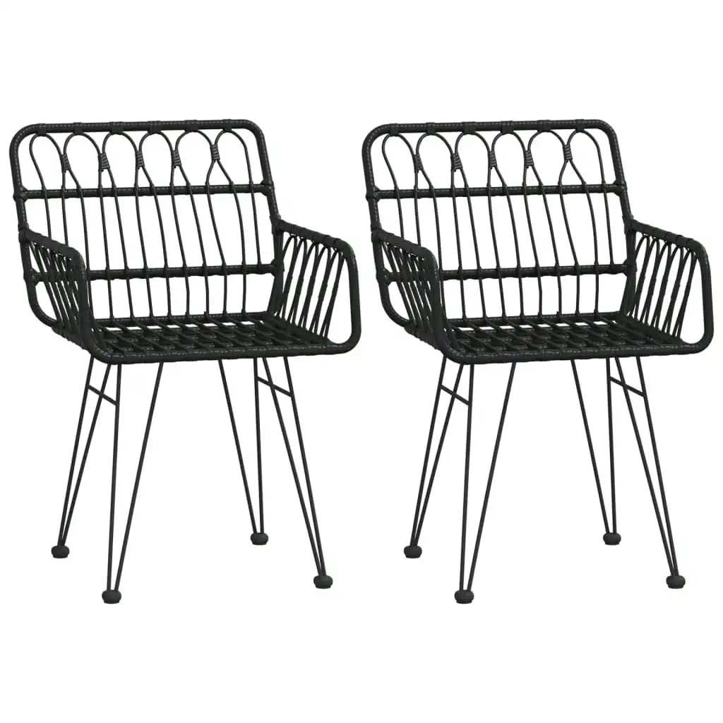 Garden Chairs 2 pcs with Armrest Black 56x64x80 cm PE Rattan 319427