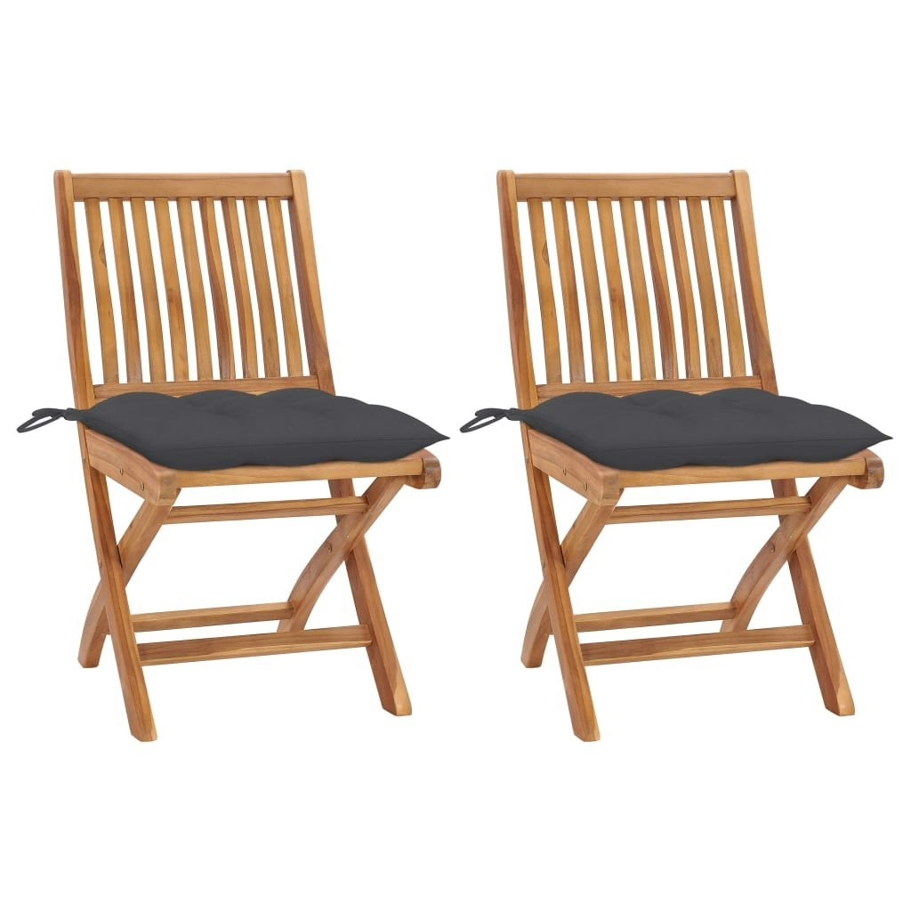 Garden Chairs 2 pcs with Anthracite Cushions Solid Teak Wood 3062448