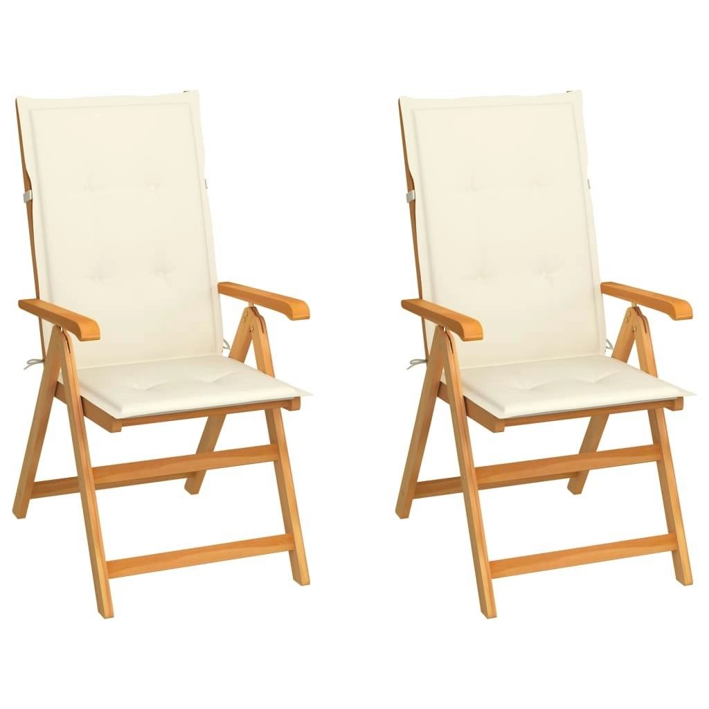 Garden Chairs 2 pcs with Cream Cushions Solid Teak Wood 3062378