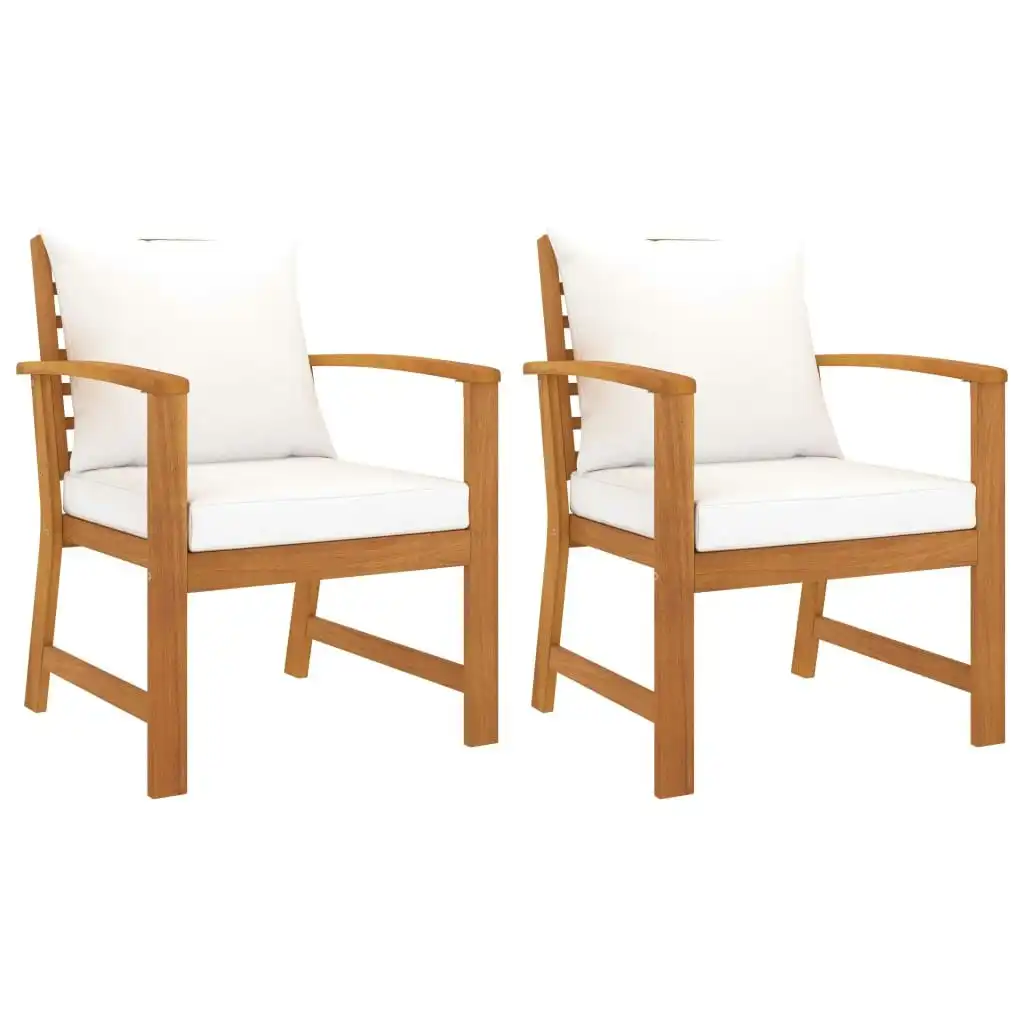 Garden Chairs 2 pcs with Cream Cushion Solid Acacia Wood 311831