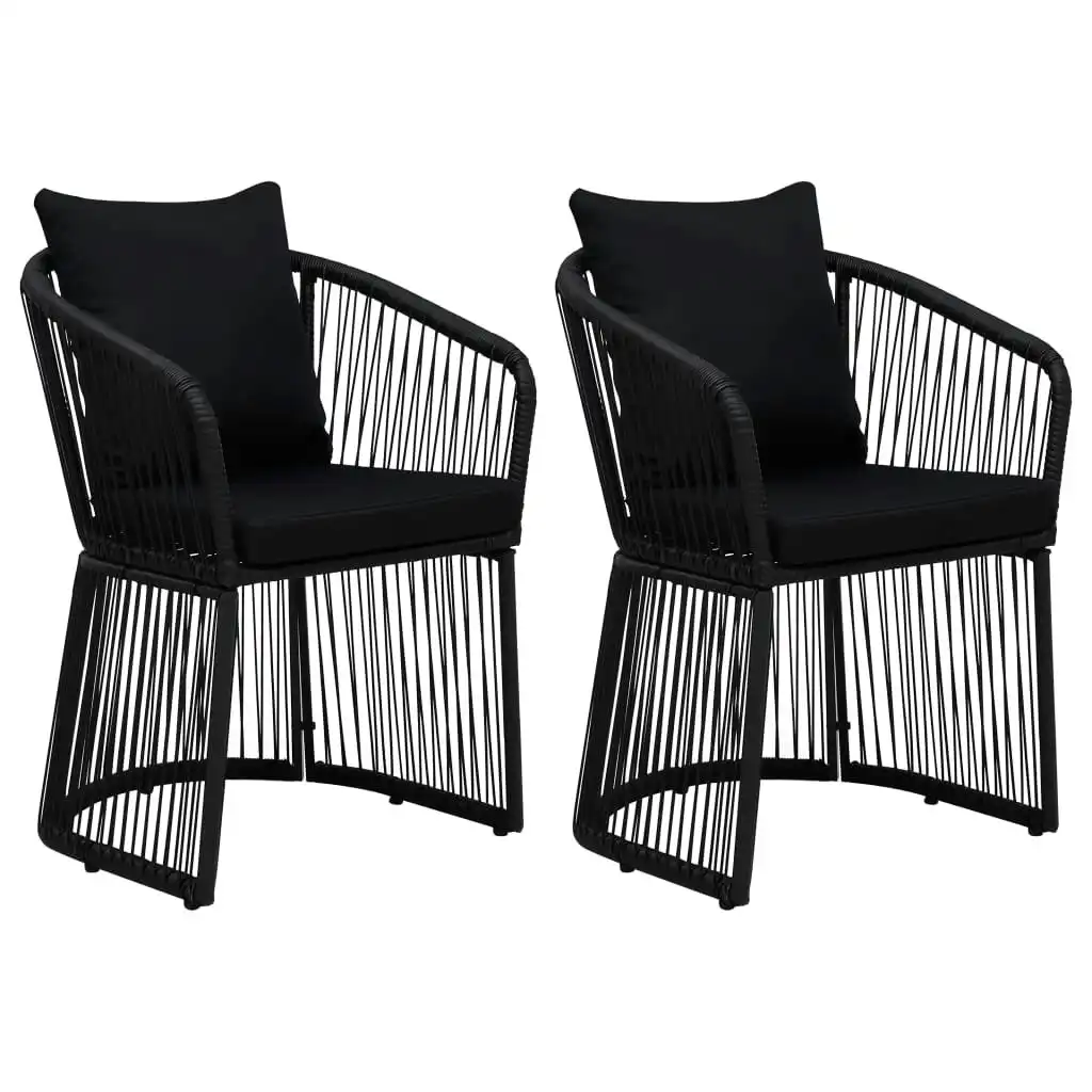 Garden Chairs 2 pcs with Cushions and Pillows PVC Rattan Black 48586