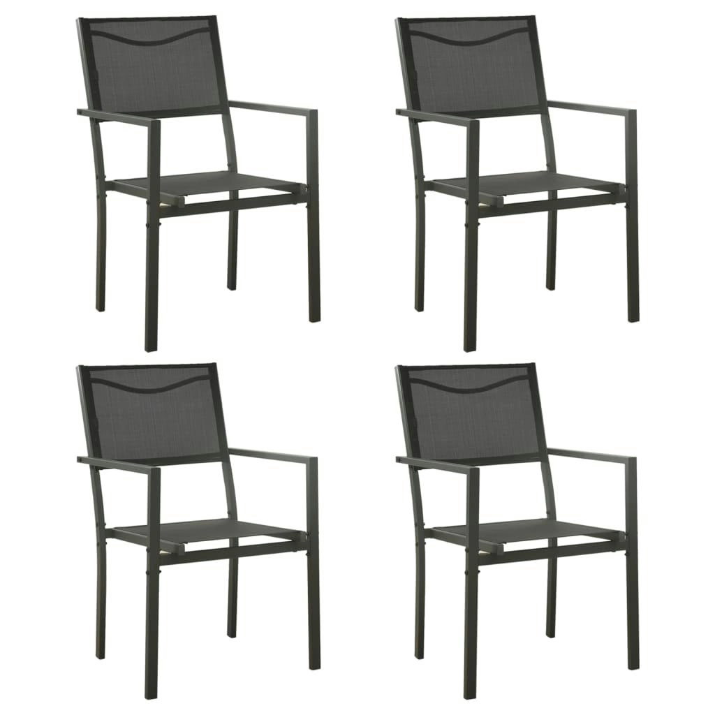 Garden Chairs 4 pcs Textilene and Steel Black and Anthracite 313078