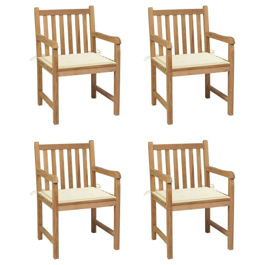 Garden Chairs 4 pcs with Cream Cushions Solid Teak Wood 3073006