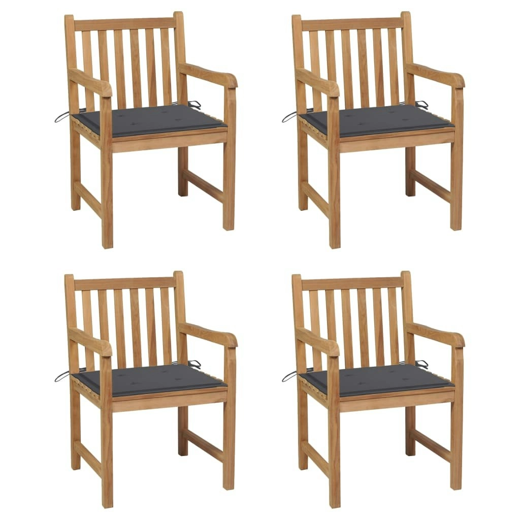 Garden Chairs 4 pcs with Anthracite Cushions Solid Teak Wood 3073004