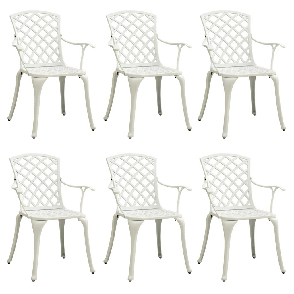 Garden Chairs 6 pcs Cast Aluminium White 3216321